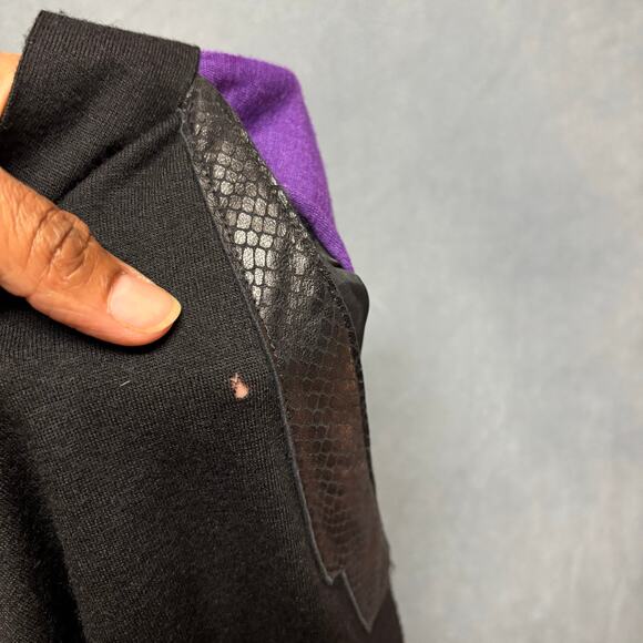 Vintage Giavanni Biagiotti Wool Skirt Leather Trim Y2K 80s Midi Witchy SZ 10 - Picture 8 of 14